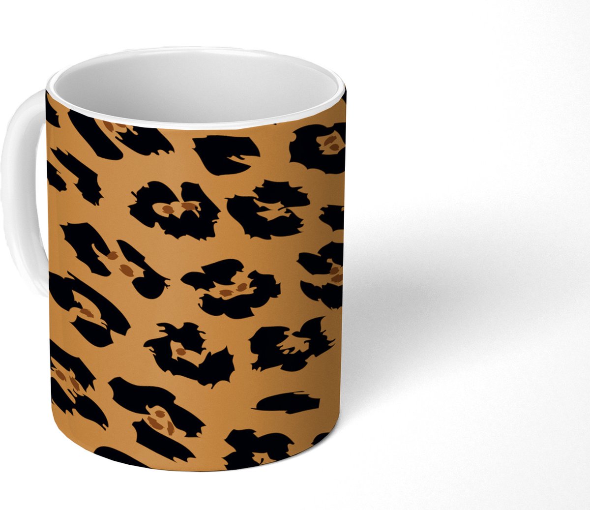 Mok - Koffiemok - Panterprint - Oranje - Zwart - Mokken - 350 ML - Beker - Koffiemokken - Theemok