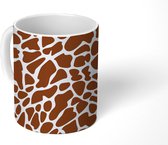 Mok - Koffiemok - Dierenprint - Giraffe - Bruin - Mokken - 350 ML - Beker - Koffiemokken - Theemok