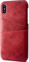 iPhone X/XS Pashouder Hoesje Leer - Telefoonhoesje van kunstleer met vakjes voor pasjes iPhone X/XS - Mobiq Leather Snap On Wallet hoesje iPhone X/XS rood