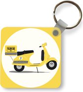 Sleutelhanger - Illustratie van een Vespa als taxi - Plastic - Rond - Uitdeelcadeautjes