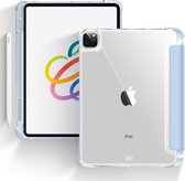 Mobiq Tri-Fold Clear Back Pencil Case iPad Pro 11 pouces (2021/2020/2018) TriFold Cover iPad Pro 11 2021 - iPad Pro 11 2020 - iPad Pro 2018 - Back Transparent Case bleu clair/transparent - Zwart | Transparent, bleu