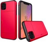 iPhone 11 Pro Hoesje met Pasjeshouder - Shockproof telefoonhoesje voor 2 pasjes - Mobiq Hybrid Card Case iPhone 11 Pro rood - Geschikt voor iPhone 11 Pro