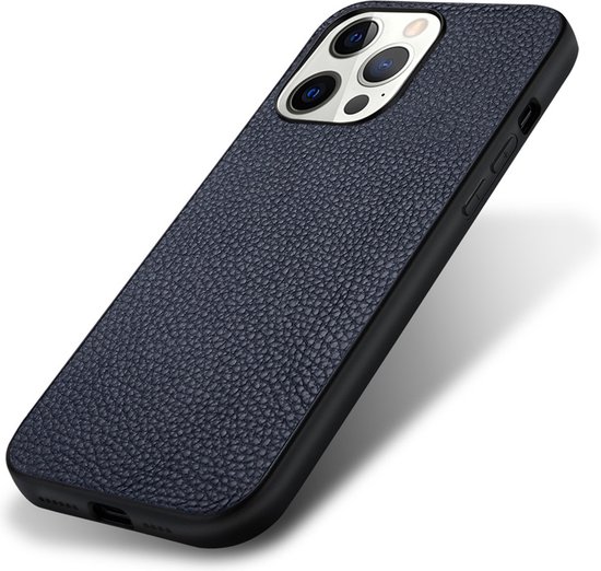Mobiq iPhone 13 Pro Max Hoesje Leer Backcover met TPU en lederen inlay iPhone 13...