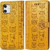 Mobiq - Emossed Animal Wallet Hoesje iPhone 12 / iPhone 12 Pro 6.1 inch - Geel