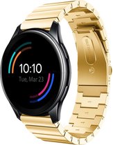 Stalen Smartwatch bandje - Geschikt voor  OnePlus Watch metalen bandje - goud - Strap-it Horlogeband / Polsband / Armband