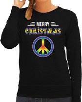 Merry Christmas peace foute Kersttrui - zwart - dames - Kerstsweaters / Kerst outfit 2XL