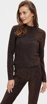 Pieces T-shirt Pcrina Lurex Ls T-neck Top 17118559 Bronze Brown Dames Maat - XS