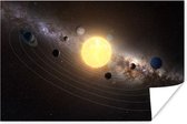 Poster Een illustratie van het zonnestelsel met de zon in het midden - 30x20 cm