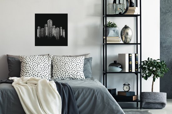 Une illustration noir et blanc d'un poster Skyline 50x50 cm - Tirage photo sur Poster (décoration murale salon / chambre)