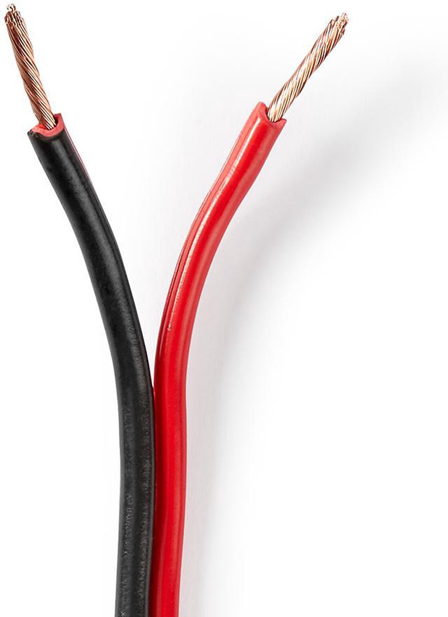 Nedis Speaker-Kabel - 2 x 1.50 mm² - CCA - 100 m - Rond - PVC - Rood / Zwart - Folieverpakking