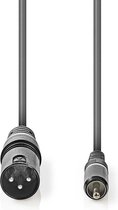 Nedis Ongebalanceerde Audiokabel - XLR 3-Pins Male - RCA Male - Vernikkeld - 3.00 m - Rond - PVC - Donkergrijs - Kartonnen Sleeve