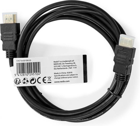 Nedis Rallonge HDMI haute vitesse avec Ethernet Noir (3 mètres