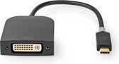 Nedis USB-C Adapter - USB 3.2 Gen 1 - USB-C Male - DVI-D 24+1-Pins Female - 1080p - 0.20 m - Rond - Verguld - PVC - Antraciet - Window Box met Euro Lock
