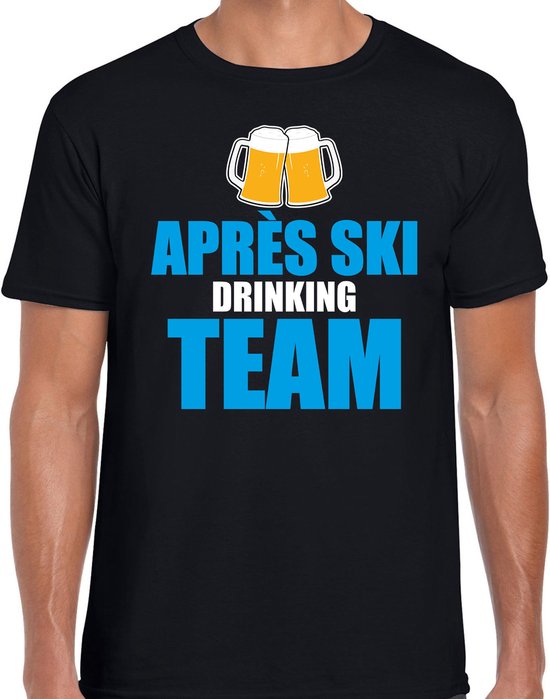 Apres ski t-shirt Apres ski drinking team bier zwart heren - Wintersport shirt - Foute apres ski outfit/ kleding/ verkleedkleding XXL