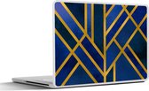 Laptop sticker - 17.3 inch - Goud - Blauw - Patroon - Luxe - 40x30cm - Laptopstickers - Laptop skin - Cover