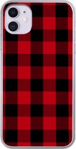 Geschikt voor iPhone 11 hoesje - Plaid - Zwart - Rood - Siliconen Telefoonhoesje