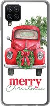 Geschikt voor Samsung Galaxy A12 hoesje - Kerst - Auto - Spreuken - Quotes - Merry Christmas - Siliconen Telefoonhoesje