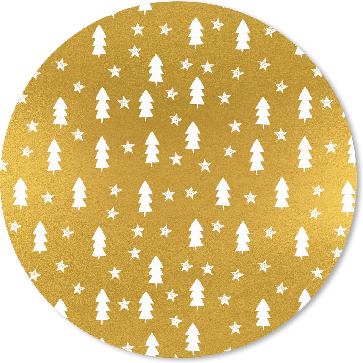 Muismat rond 30x30 cm - Mousepad Kerstboom - Goud - Wit - Ronde muismatten