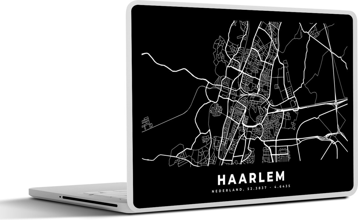 Laptop sticker - 13.3 inch - Haarlem - Zwart - Kaart - 31x22,5cm - Laptopstickers - Laptop skin - Cover