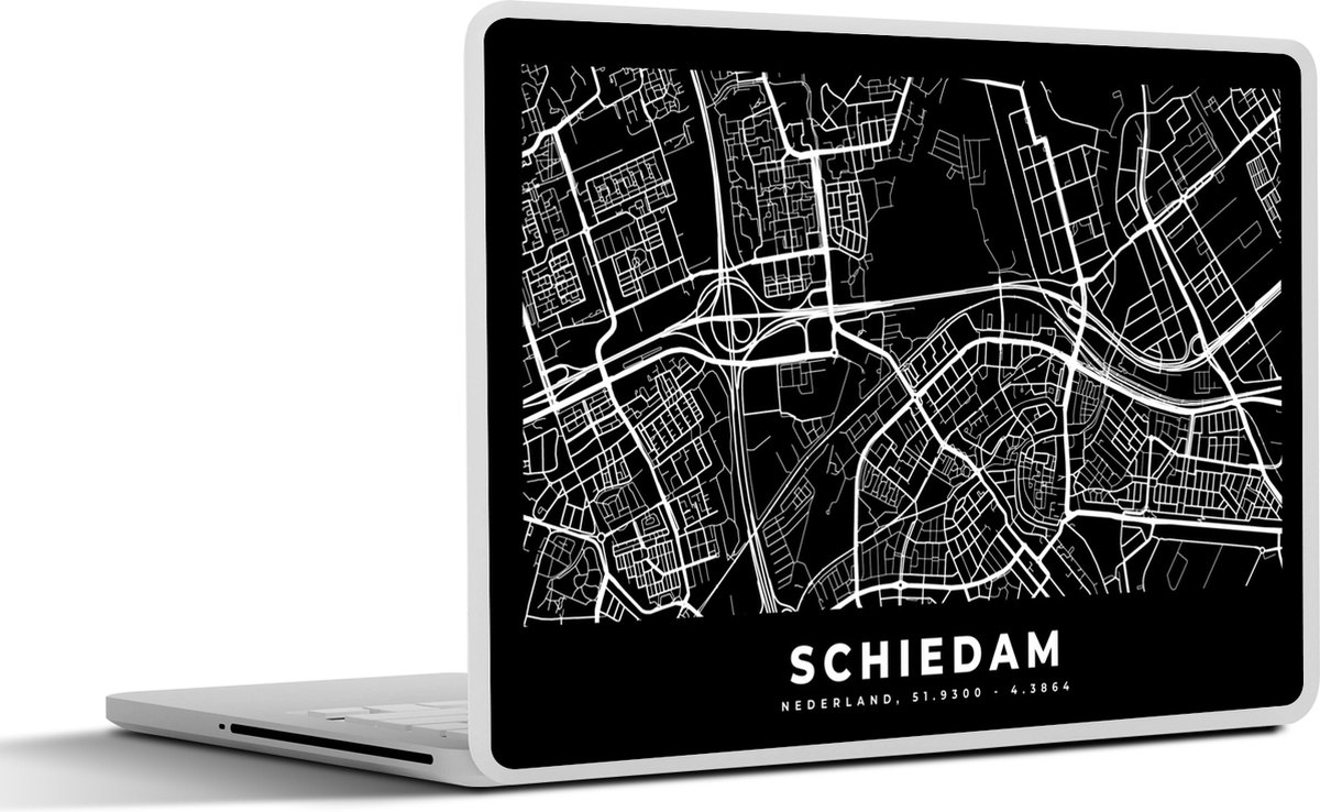 Laptop sticker - 12.3 inch - Kaart - Schiedam - Zwart - 30x22cm - Laptopstickers - Laptop skin - Cover