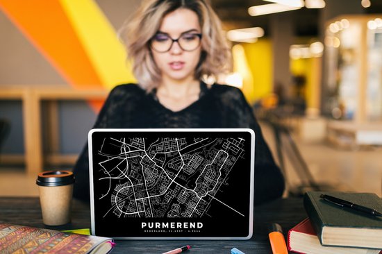 Laptop sticker - 10.1 inch - Kaart - Purmerend - Zwart - 25x18cm - Laptopstickers - Laptop skin - Cover