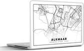 Laptop sticker - 12.3 inch - Stadskaart - Alkmaar - Zwart - Wit - 30x22cm - Laptopstickers - Laptop skin - Cover