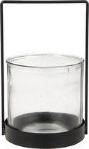 Kandelaars - kaarshouder glas / metaal ø15.5x26cm - black - 155x26x