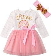 Derde verjaardag kleding setje Donut - 3e verjaardag - jurk - donut - tutu - babykleding - kinderkleding