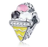 Tracelet - Zilveren bedels - Bedel IJsje | Met multi colour emaille | 925 Sterling Zilver - Pandora compatible - Met 925 zilver certificaat - In mooie cadeauverpakking - Valentijn