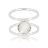My Bendel -Mooie dubbele ring- zilver- met witte cateye steen - Unieke ring met mooie cateye steen - Met luxe cadeauverpakking