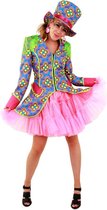 Costume de clown et bouffon | Flower Power Tailcoat Hippie Clown Femme | Taille 40 | Costume de carnaval | Déguisements
