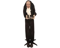 Bewegende oude butler 150 cm | Oude akelige knecht | Halloween deco