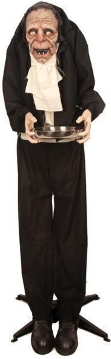 Bewegende oude butler 150 cm | Oude akelige knecht | Halloween deco