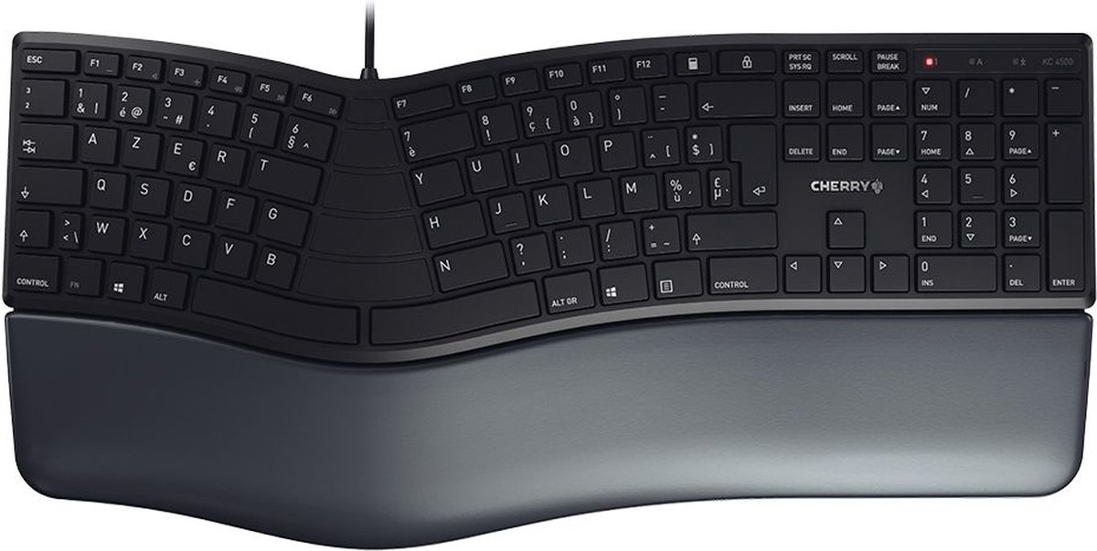 CHERRY KC 4500 ERGO toetsenbord USB AZERTY Belgisch Zwart