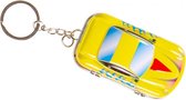 sleutelhanger autoblikje 6,5 x 4 cm metaal geel