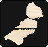 Provincie Flevoland Zwart hout - 35x35 cm - Woon decoratie - Wanddecoratie - WoodWideCities