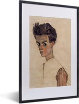 Cadre photo avec affiche - Autoportrait avec chemise rayée - Egon Schiele - 40x60 cm - Cadre pour affiche