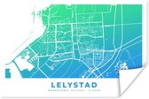 Poster Stadskaart - Lelystad - Blauw - Nederland - 90x60 cm - Plattegrond