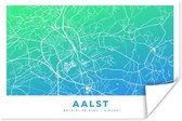 Poster Stadskaart - België - Aalst - Blauw - 180x120 cm XXL - Plattegrond