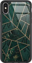 iPhone X/XS hoesje glass - Abstract groen | Apple iPhone Xs case | Hardcase backcover zwart