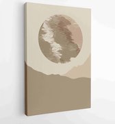 Canvas schilderij - Mountain wall art vector set. Earth tones landscapes backgrounds set with moon and sun. 3 -    – 1825846481 - 50*40 Vertical