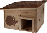 Houten egelhuis met boomstam houten dak L34 x B28 x H22 cm