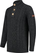 Travelin' Jumper Falun - Heren trui winter - Mock neck - Donkergrijs - Maat XL