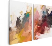 Artaza Canvas Schilderij Tweeluik Abstracte Kunst - Kleurrijke Olieverf - 80x60 - Foto Op Canvas - Canvas Print