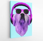 Canvas schilderij - Contemporary art collage. Dog in headphones and sunglasses. Dj p -  1265431015 - 115*75 Vertical