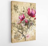 Canvas schilderij - Abstract art colorful flowers painting. Spring multicolored illustration  -  1494163607 - 50*40 Vertical