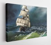 Canvas schilderij - Old ship in the sea. Digital oil paintings landscape. Fine art  -     1404730904 - 80*60 Horizontal