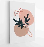 Canvas schilderij - Botanical wall art vector set. Earth tone boho foliage line art drawing with abstract shape. 3 -    – 1888031878 - 115*75 Vertical