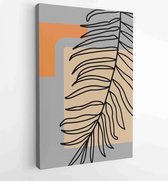 Canvas schilderij - Palm leaves wall art vector set. Earth tone boho foliage line art drawing with abstract shape. 3 -    – 1870962292 - 115*75 Vertical