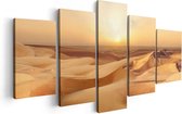 Artaza - Peinture sur Toile Pentaptyque - Désert au Coucher du Soleil dans le Sahara - 100x50 - Photo sur Toile - Impression sur Toile